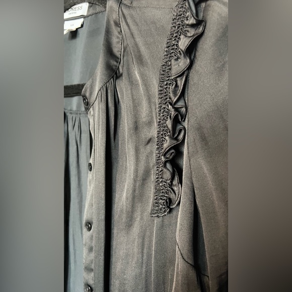 Express Silky Ruffled Shoulder Button Up - Picture 5 of 6